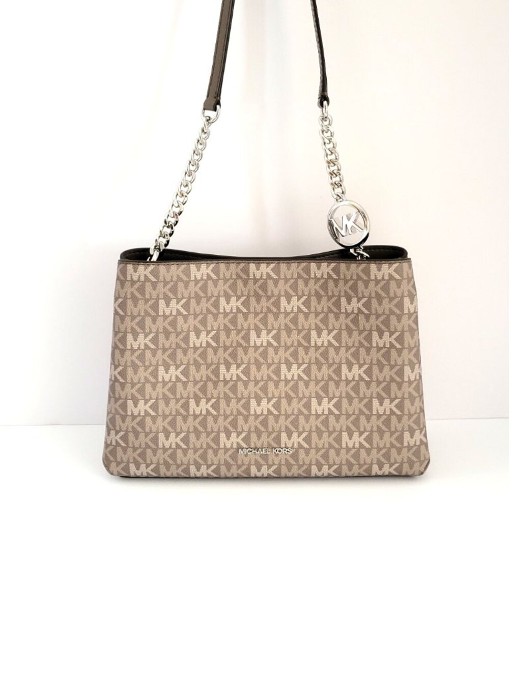 Michael Kors Christina Small Signature MK Triple Compartment Crossbody Mushroom